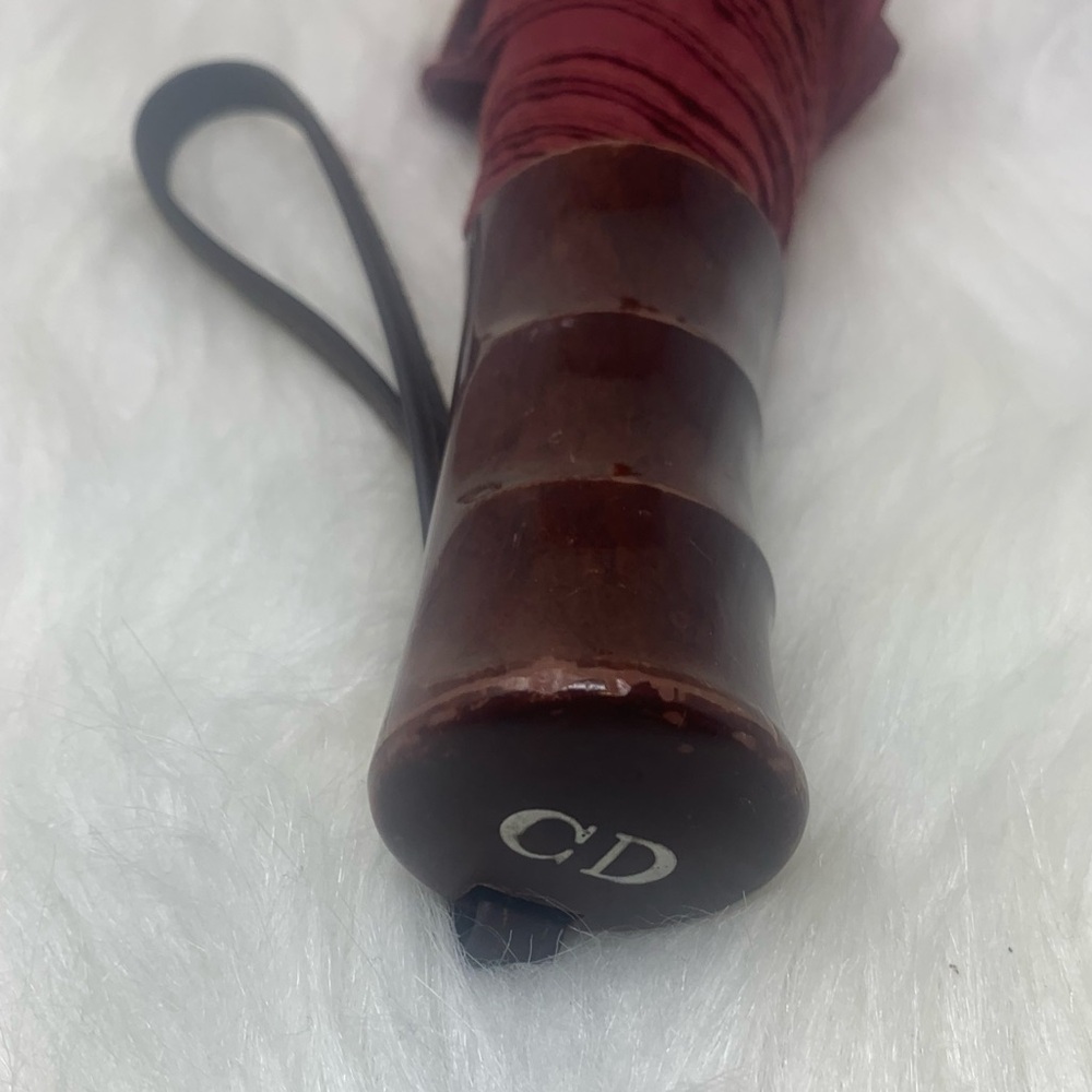 Christian Dior Logo Folding Umbrella Burgundy Vintage Parapluie Quiet Luxury Y2k - Picture 7 of 10